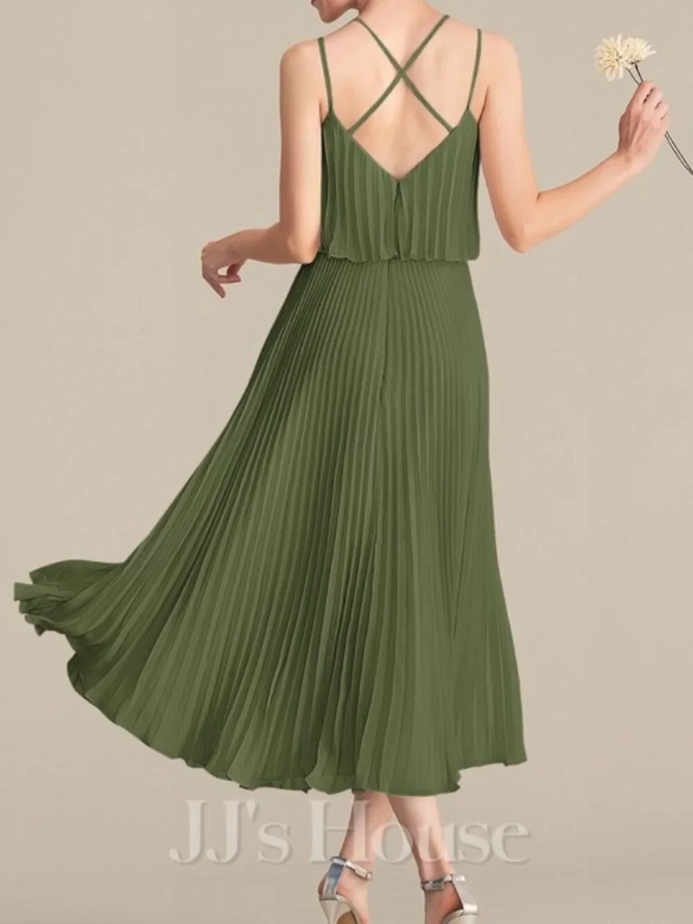 JJ's House A-line Pleated Chiffon Dress